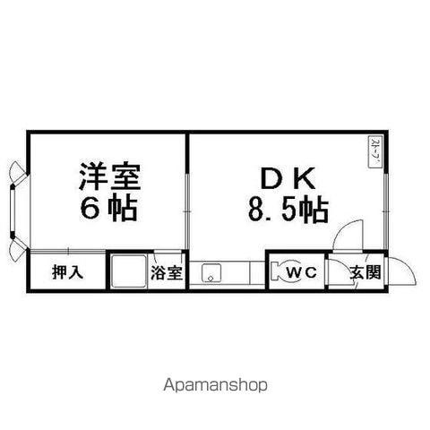 ハイツサニーヒルⅢ(1DK/2階)の間取り写真