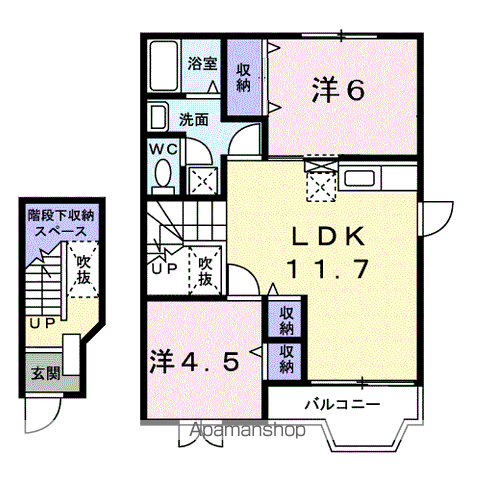 シャン・プラトーA(2LDK/2階)の間取り写真