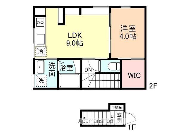 富山市向新庄町4丁目アパートB棟(1LDK/2階)の間取り写真
