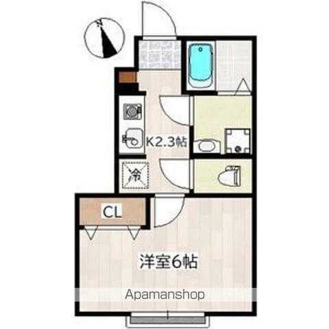 ホワイトローズ2(1K/1階)の間取り写真