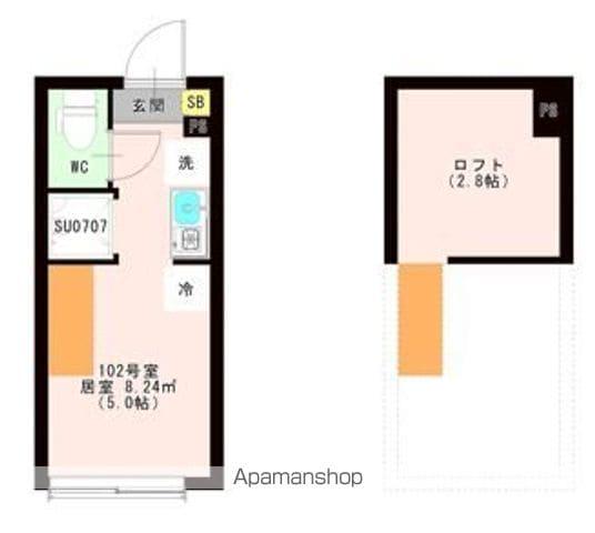 OTAS 代田橋(ワンルーム/1階)の間取り写真