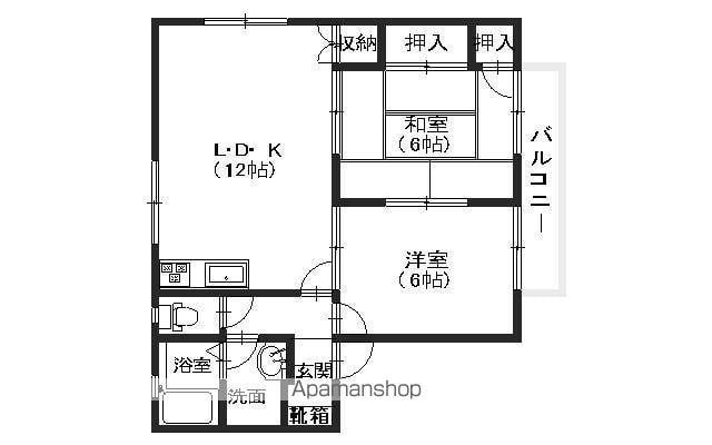 フローラル梅林C棟(2LDK/2階)の間取り写真