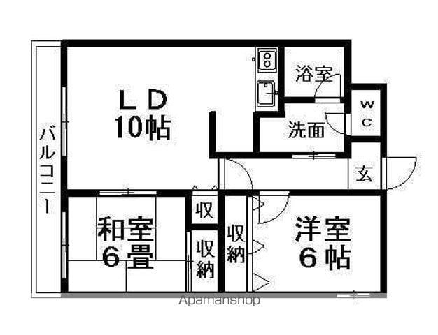 TOAマンション(2LDK/2階)の間取り写真