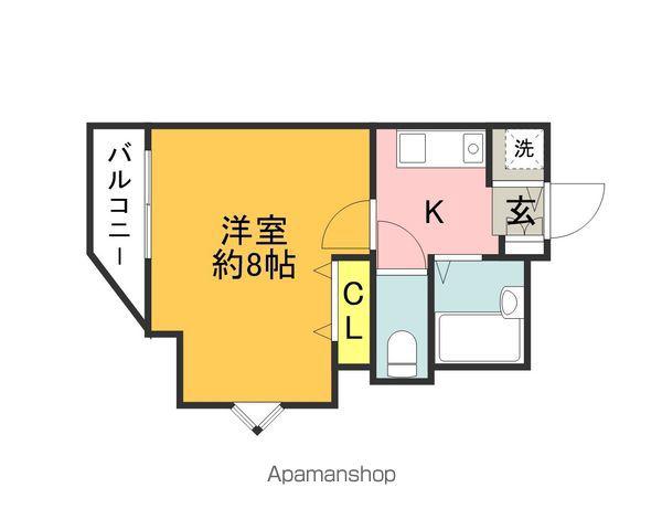 ハインズMⅢ(1K/4階)の間取り写真