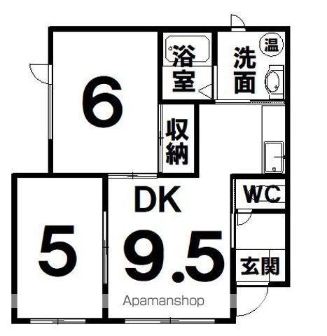 ボヌール幸(2DK/1階)の間取り写真