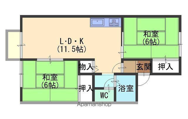 セジュールM95Ⅰ番館(2LDK/2階)の間取り写真