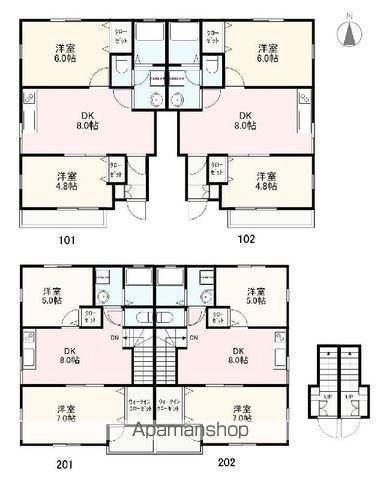 ヴィラ・アンソレイエ高松南Ⅲ(2DK/2階)の間取り写真