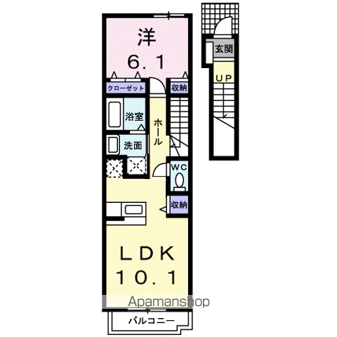 東海道本線 守山駅(滋賀) 徒歩5分 2階建 築19年(1LDK/2階)の間取り写真