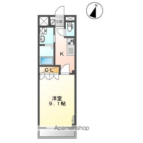 ビアンカあさひⅡ(1K/1階)の間取り写真