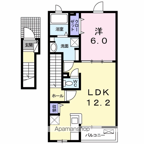 イープルコート(1LDK/2階)の間取り写真