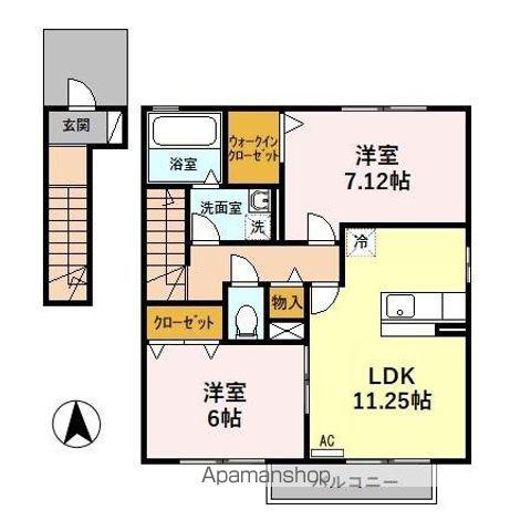 ローズコート337 B(2LDK/2階)の間取り写真