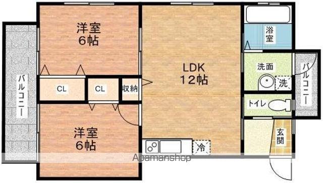 クーズアベニュー(2LDK/2階)の間取り写真