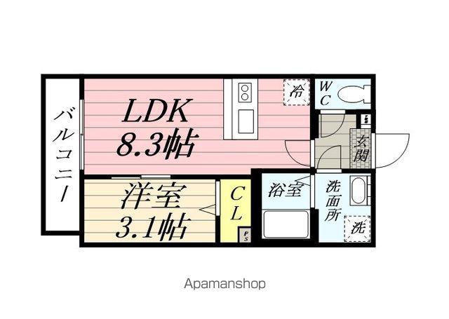 VOGUE(1LDK/2階)の間取り写真