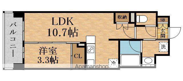 COMFORIA LIVE 東三国駅前 ソルテラス(1LDK/15階)の間取り写真