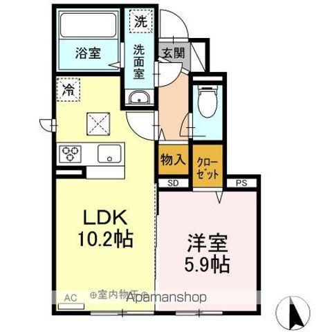 DーROOM ISHIE Ⅰ(1LDK/1階)の間取り写真