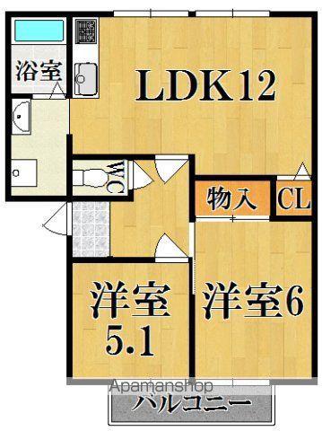 ラフォーレ二番街(2LDK/1階)の間取り写真