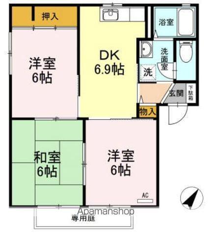 アーバンアヴェニュー D棟(3DK/1階)の間取り写真