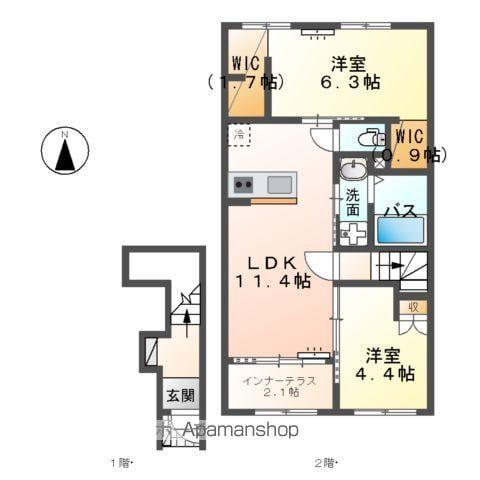 CENTRAL GARDEN Ⅱ(2LDK/2階)の間取り写真