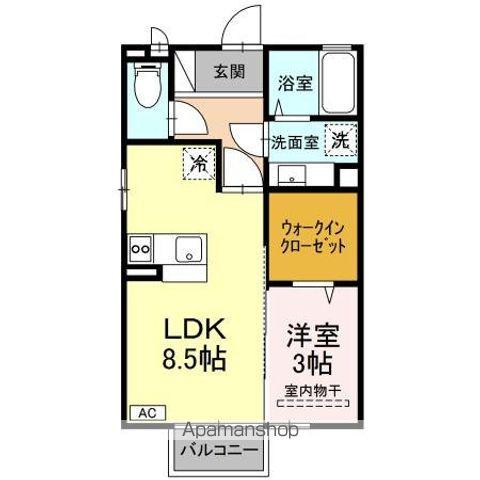 ボヌール(1LDK/2階)の間取り写真