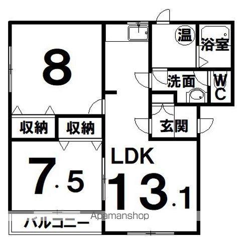 あかつきニュータウンC棟(2LDK/3階)の間取り写真