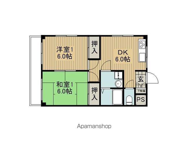 ビューハイツ中大塩(2DK/3階)の間取り写真