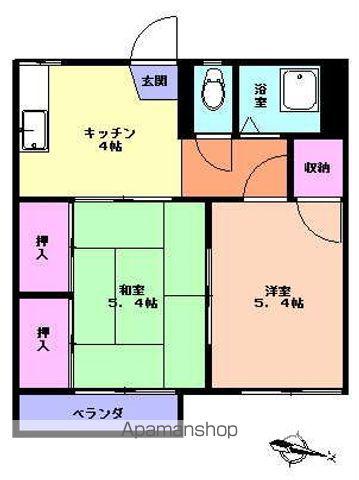 コーポ八幡B(2K/2階)の間取り写真