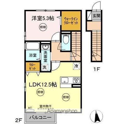 シャインポート屋島2(1LDK/2階)の間取り写真