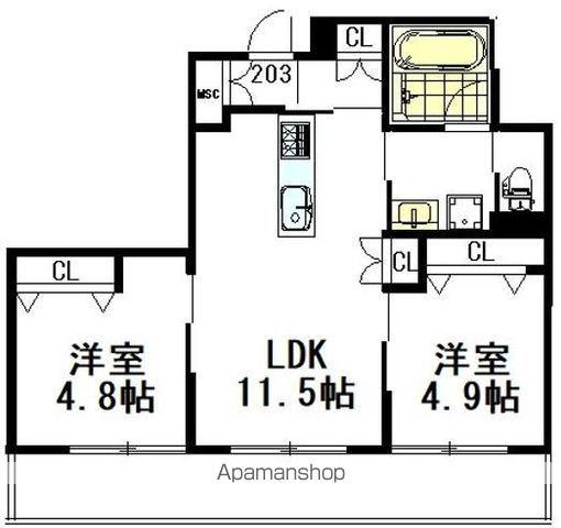 境南町3丁目ヘーベルメゾン(2LDK/2階)の間取り写真