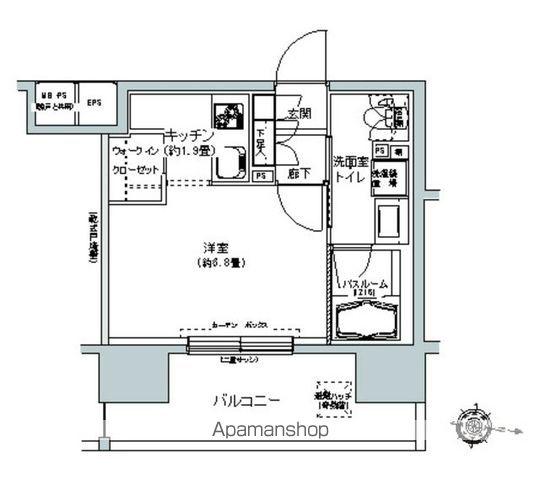 パークキューブ板橋本町(1K/13階)の間取り写真