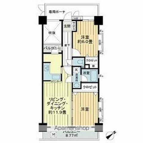 ライオンズヒルズ松戸(2LDK/4階)の間取り写真