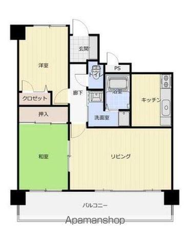 アルファシティ屋島四番館(2LDK/3階)の間取り写真