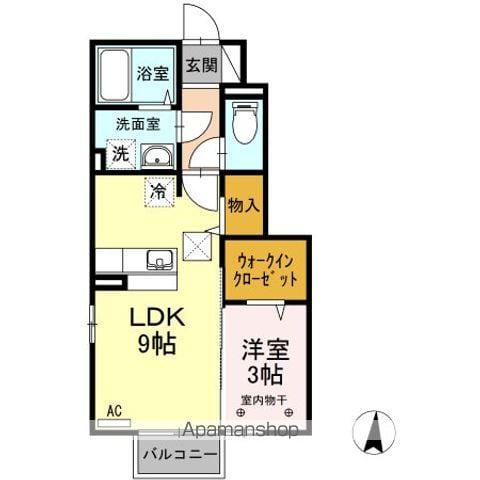 Tールーム中角 Ⅱ(1LDK/1階)の間取り写真