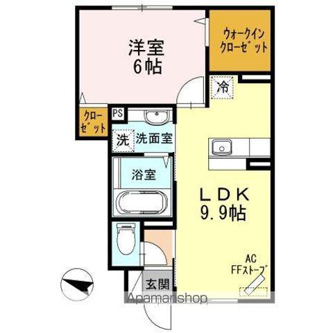 ポルトボヌール B(1LDK/1階)の間取り写真