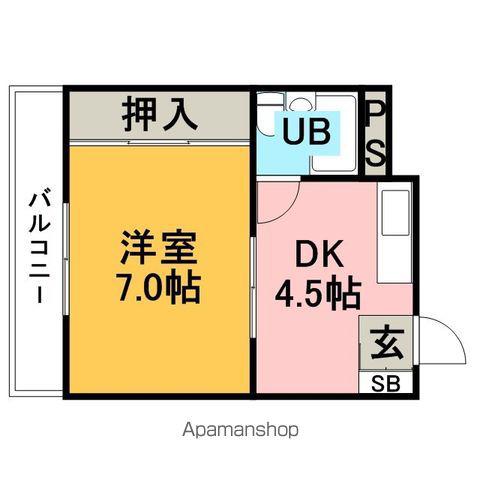 山部ビル(1K/3階)の間取り写真