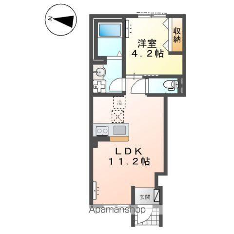 周南市横浜町アパート(1LDK/1階)の間取り写真