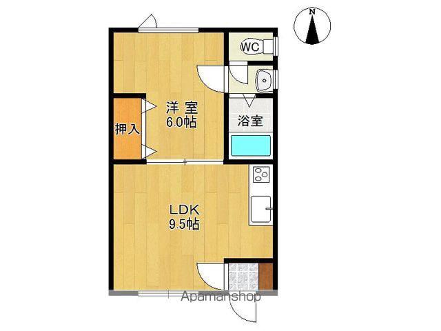 北友ハイツ(1LDK/1階)の間取り写真
