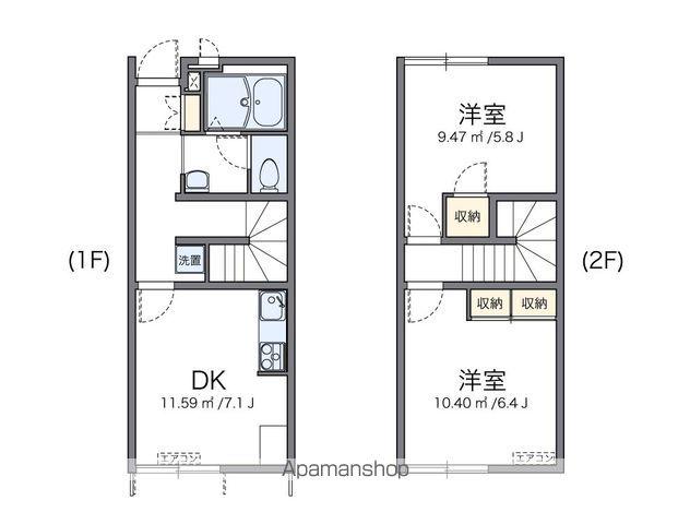 レオパレスウエスト広川二号館(2DK/1階)の間取り写真