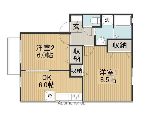 エトワール四賀E棟(2DK/1階)の間取り写真