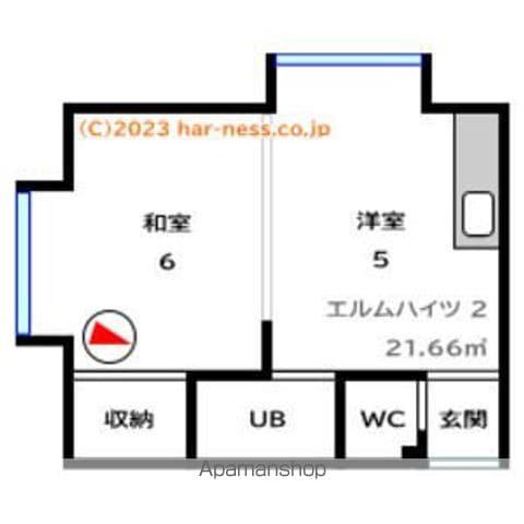 エルムハイツ(1DK/2階)の間取り写真
