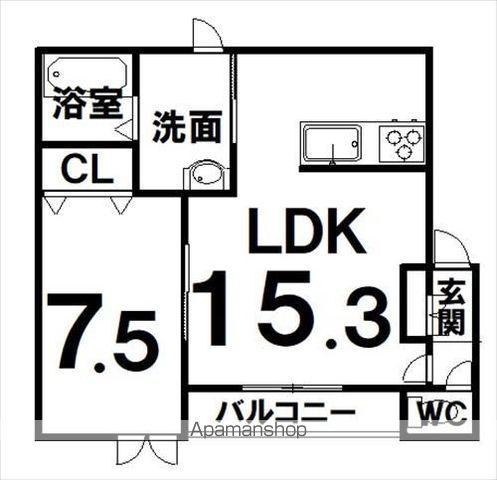 イースト GARDENⅥ(1LDK/1階)の間取り写真