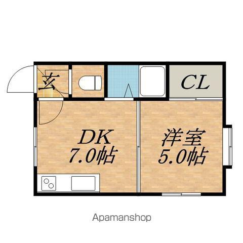 ラピス元町(1DK/2階)の間取り写真