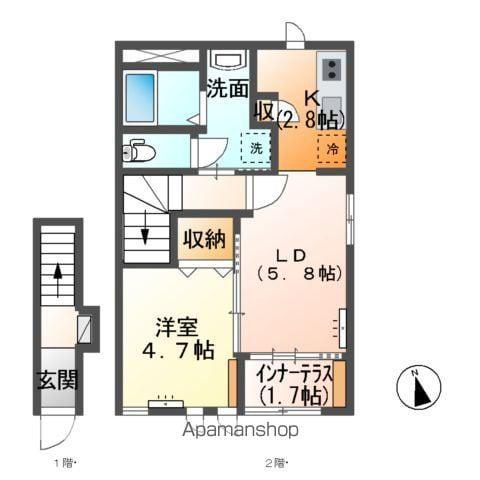 AMBITION Ⅰ(1LDK/2階)の間取り写真