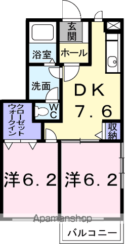 クレディⅡ(2DK/1階)の間取り写真