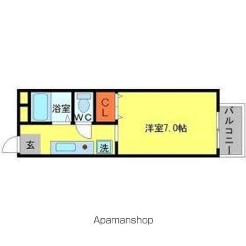 ヴィラプレフェール2-A棟(1K/2階)の間取り写真