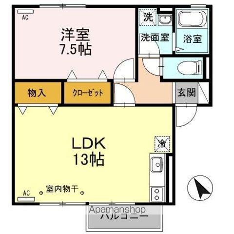 フォースアベニュー和田C棟(1LDK/2階)の間取り写真