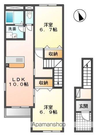 GREEN CALMⅠ(2LDK/2階)の間取り写真