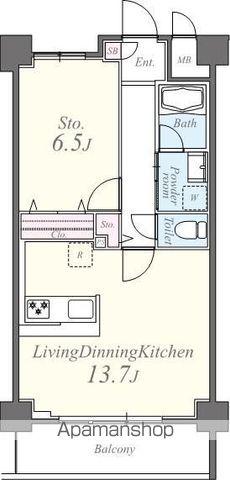 ボン ソレイユ(1LDK/2階)の間取り写真