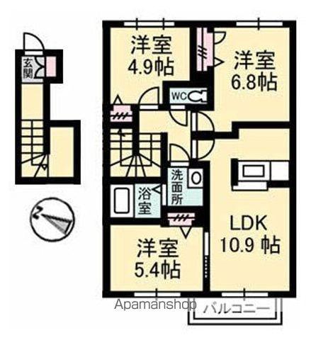 サンフラワー F棟(3LDK/2階)の間取り写真