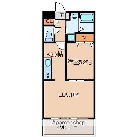 ヴィヴレ皆寿(1LDK/2階)の間取り写真