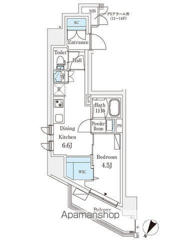 ロイジェント駒込六義園(1DK/9階)の間取り写真